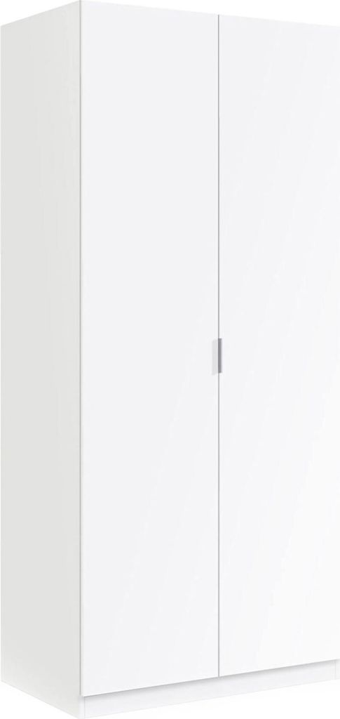 Garderobe Dleon, Schlafzimmer Kleiderschrank mit 2 Flügeltüren, Schlafzimmermöbel mit 1 Einlegeboden und Kleiderstange, 82x52h180 cm, Weiß