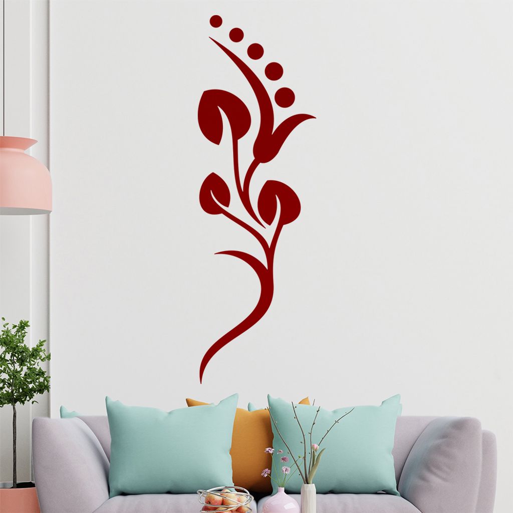 Blume - Linien Punkte Wandtattoo in 6 Größen - Wandaufkleber Wall Sticker - Dekoration, Küche, Wohnzimmer, Schlafzimmer, Badezimmer