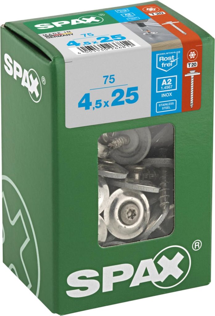 SPAX Spenglerschrauben T20 Linsensenkkopf A2 4577000450257 Produktbild 