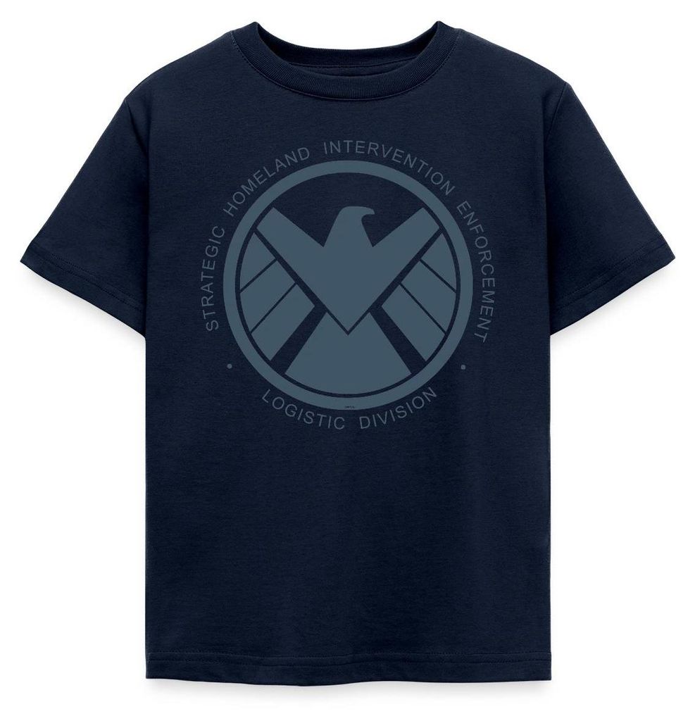 Spreadshirt Avengers Iron Man Emblem Stark Industries Kinder T-Shirt, 110/116 (5-6 Jahre), Navy