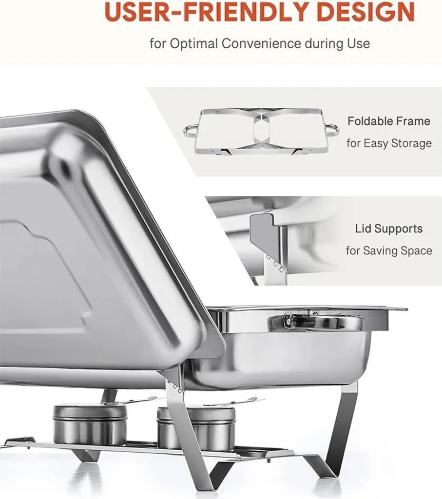 Chafing Dish Buffet Ottimizzato | Scaldavivande Inox Alta Efficienza - 6