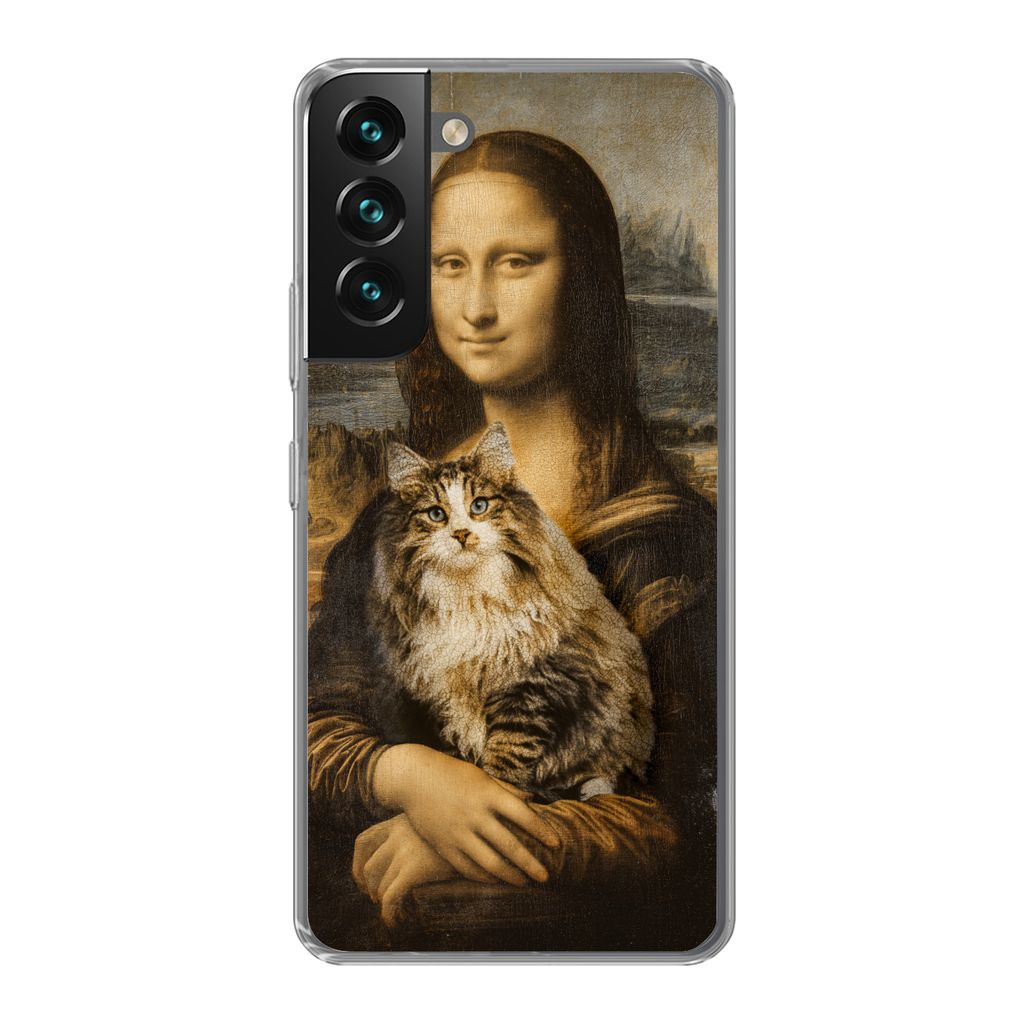 MuchoWow Handyhülle Schutzhülle Hülle für Samsung Galaxy S22 Plus Mona Lisa - Katze - Leonardo da Vinci - Vintage - Kunstwerk - Alte Meister ...