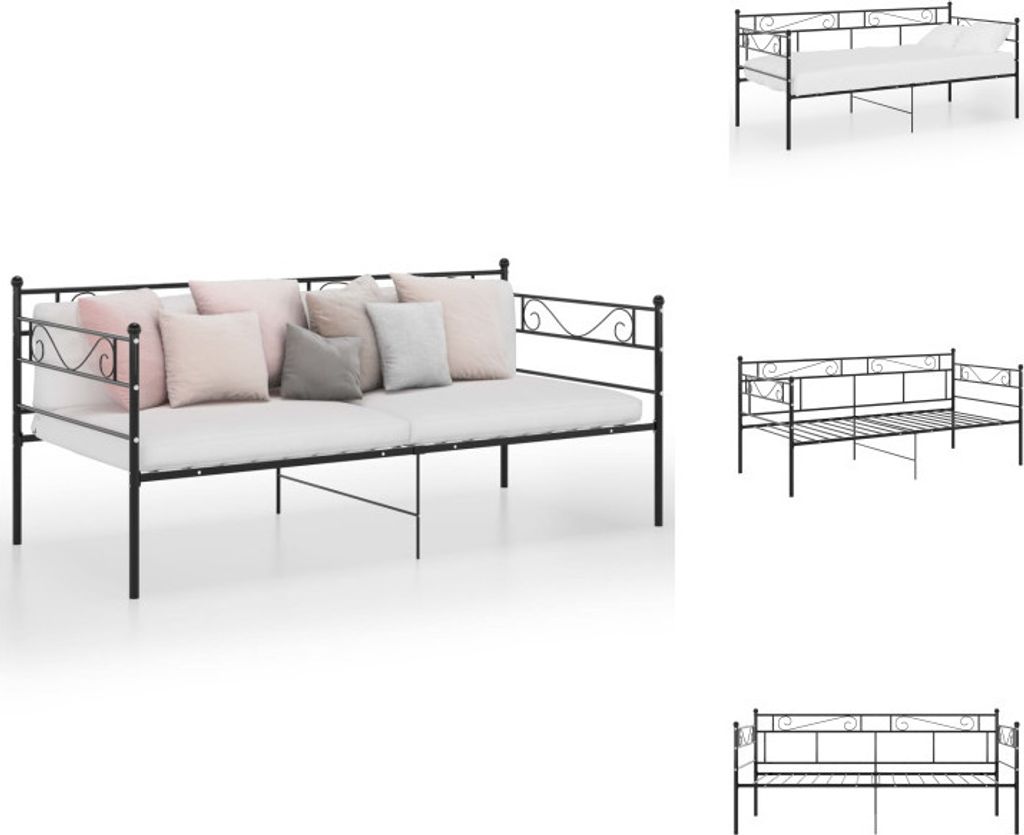 vidaXL Schlafsofa Bettgestell Schwarz Metall 90x200 cm - Betten & Bettgestelle