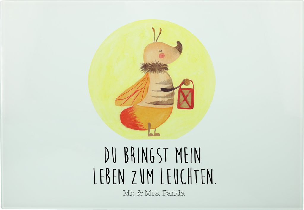 Mr. & Mrs. Panda Schneidebrett Glühwürmchen - Weiß - Geschenk, Heiratsantrag, Lustige Sprüche, Glas, Servierplatte, Liebe, Glas-Schneidebrett, ...
