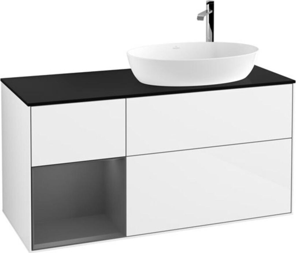 V&B Waschtischunterschrank Wandbeleuchtung Finion 120cm, Pl b m, Rg A m Lac, glo wh. Lac