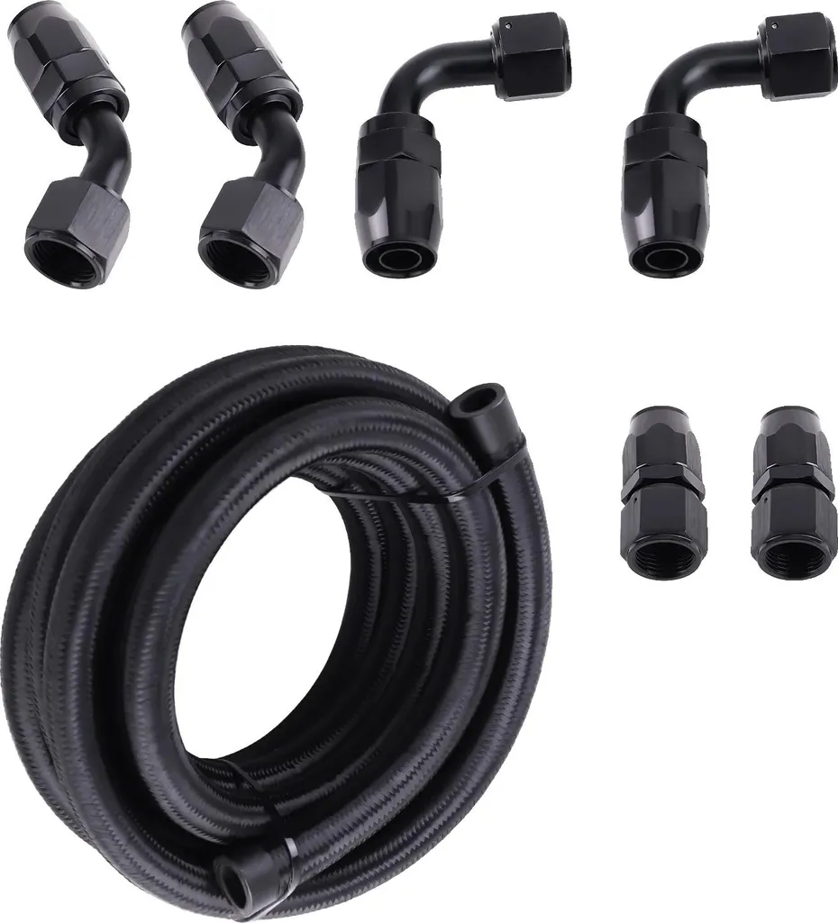 Kit tuyau carburant AN10 de 12 pieds avec raccords pivotants en alu