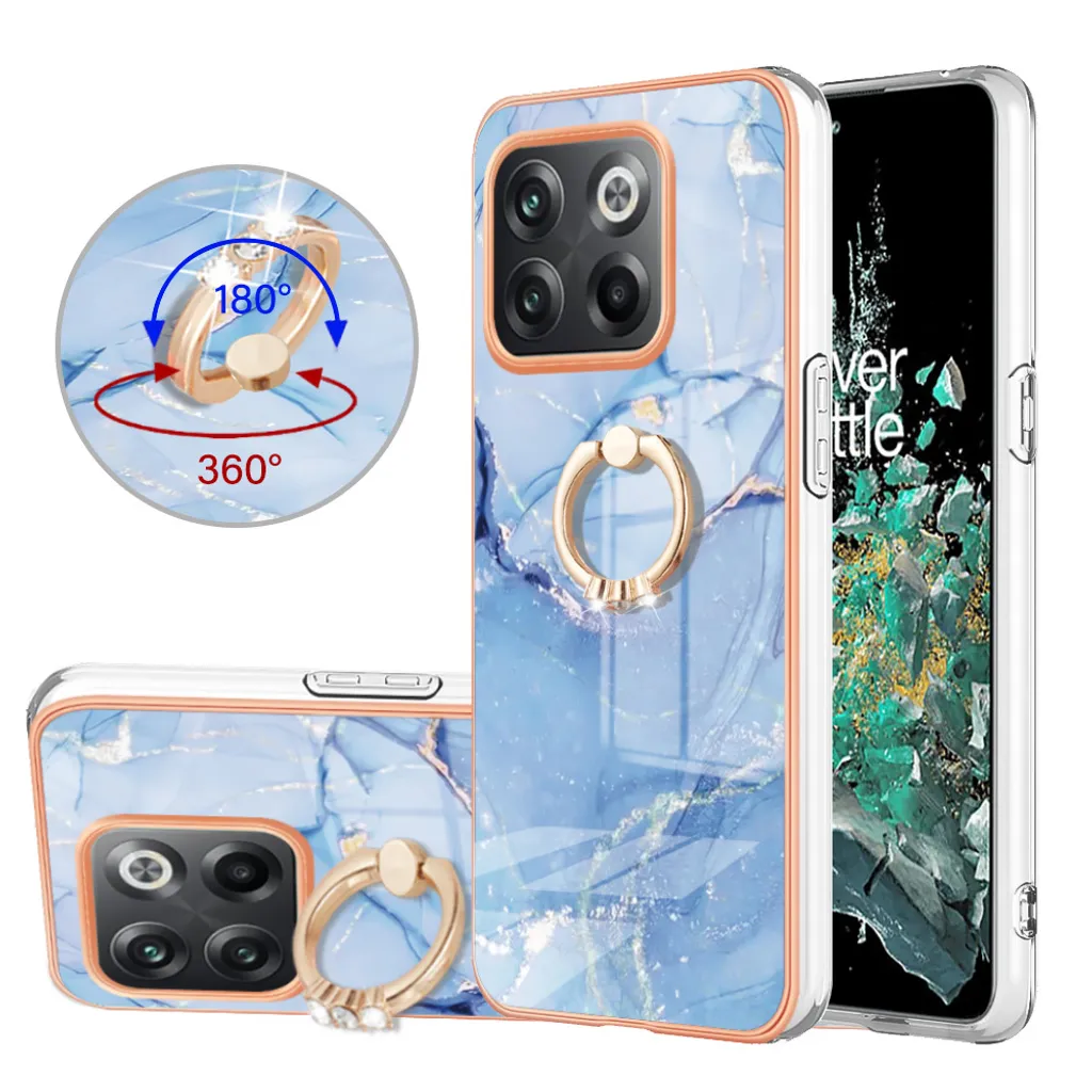 Custodia Protettiva OnePlus 10T Ace Pro TPU Bumper Blu Ring Stand