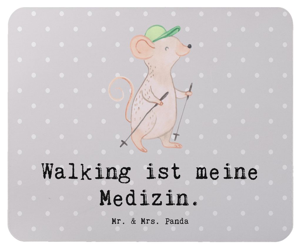 Mr. & Mrs. Panda Mauspad Maus Walking - Grau Pastell - Geschenk, Walken, Mousepad, Spazieren gehen, Mouse Pad, laptop, pc, mousematte, Schnelles