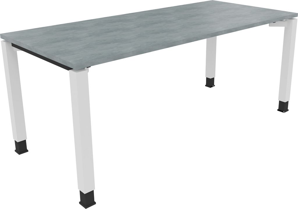 Schreibtisch Vierfuß Quadratrohr B1800xT800xH680-820 ws/Beton hell