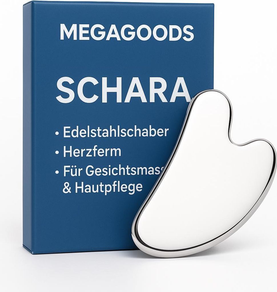 Gua Sha Edelstahlschaber Herzform für Gesichtsmassage & Hautpflege DE.