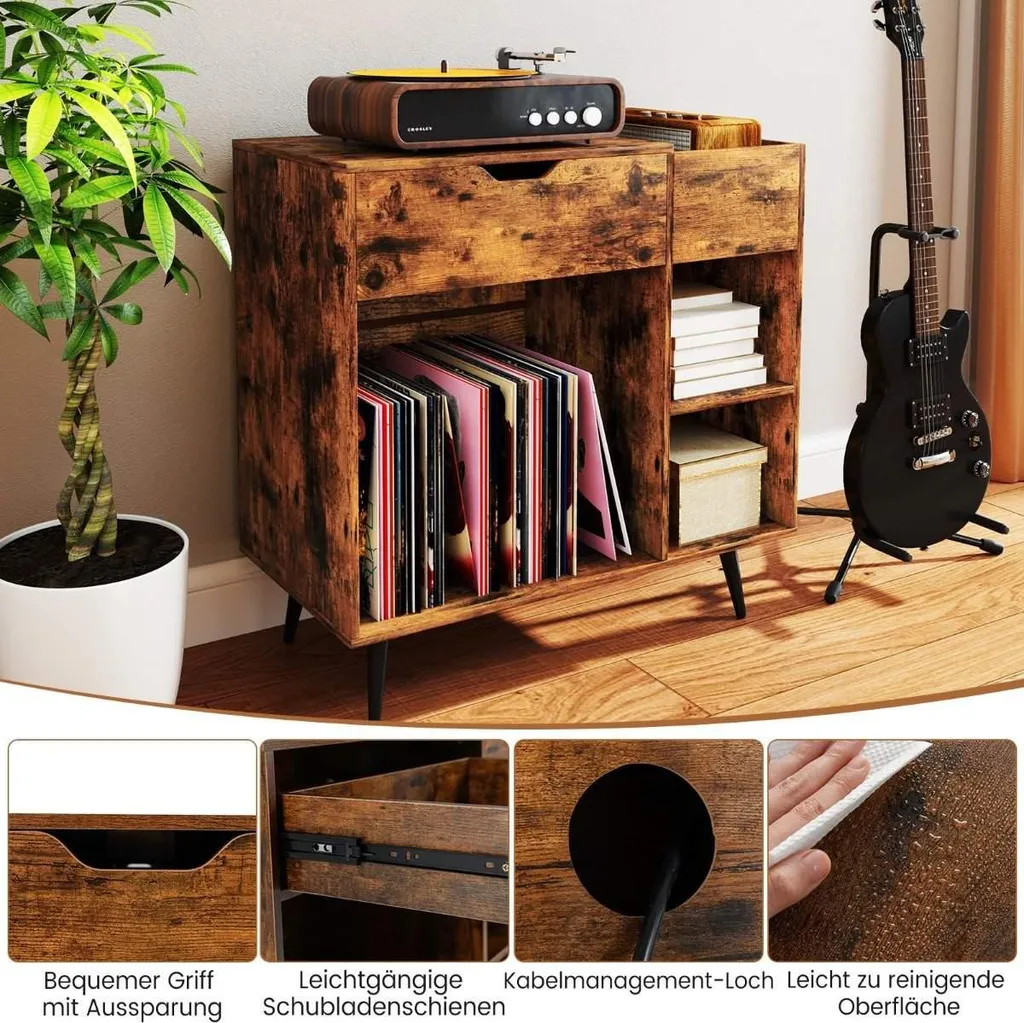Meuble Vinyle Anti-Désordre avec Prises de Courant et USB-C Intégrées - 4