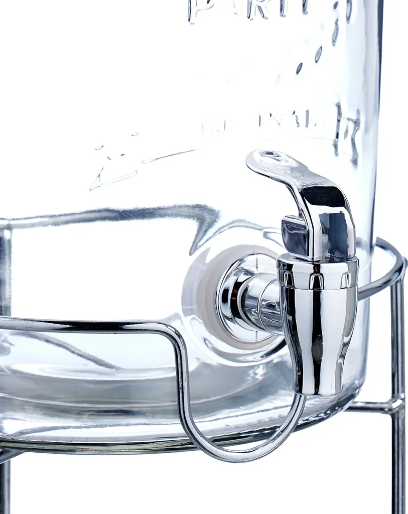Relaxdays Dispenser Bevande 5L con Supporto - Erogatore Vetro Vintage - 6