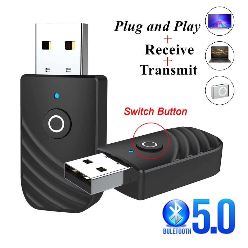 Bluetooth USB Empfänger 3.5mm Stereo Audio Musik Receiver Adapter schwarz AUX IN 