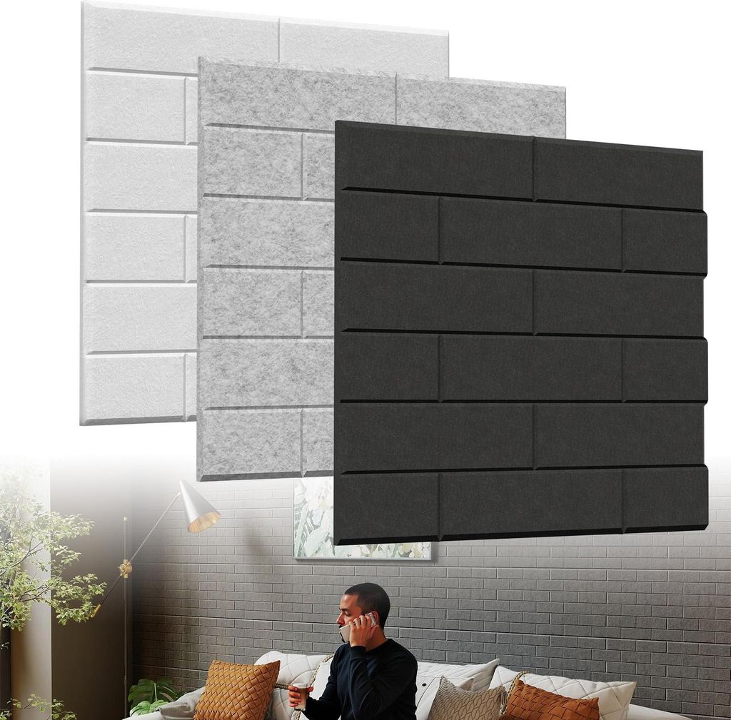 TWOLIIN 3D Akustikpaneele Selbstklebend, Schallschutz Schallabsorber Wandpaneele Schalldämmung Wandverkleidung für ruhige Räume, Akustische Beha...