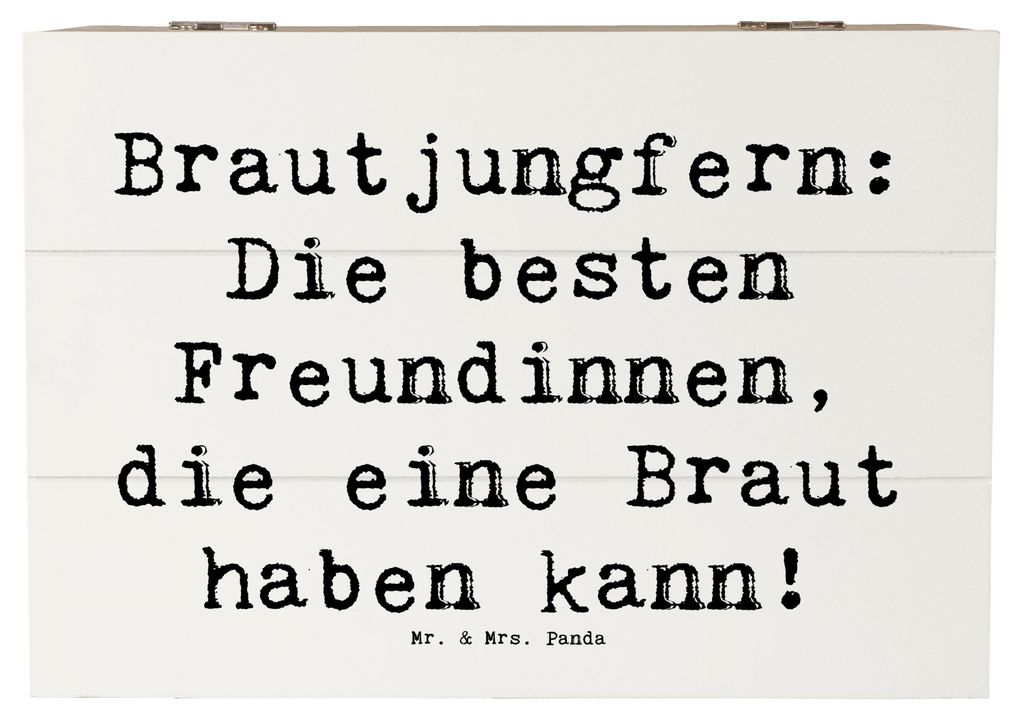 Mr. & Mrs. Panda Holzkiste Spruch Beste Brautjungfern 22 x 15 cm - Weiß - Geschenk, Geschenke, Braut, Erinnerungskiste, Heirat, Erinnerungsstücke...