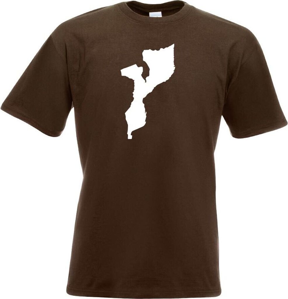 Kiwistar - T-Shirt - Chocolate - Mosambik Umriss Kontur Herren Funshirt Bedruckt Design Sprüche Spruch Motive - mit Motiv Bedruckt - Funshirt Desi...