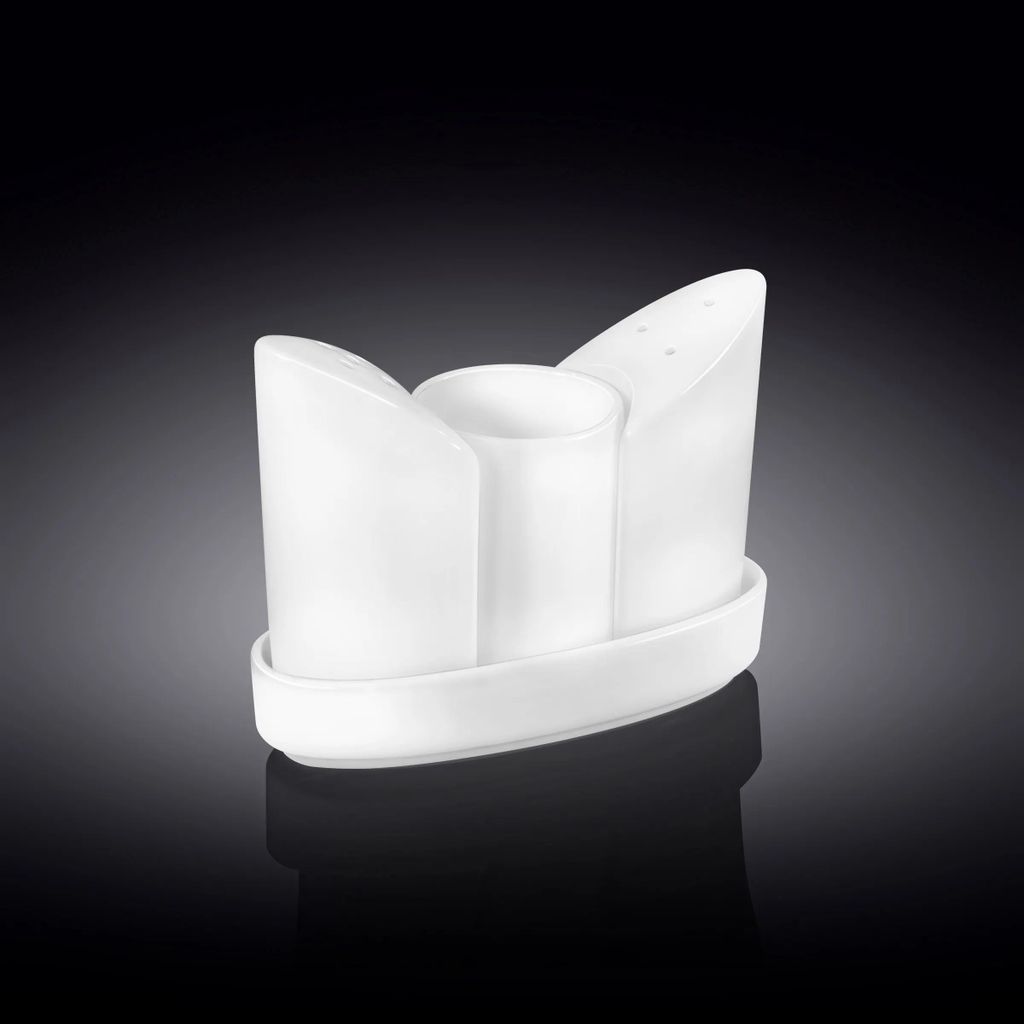 Ensemble de salière et poivrière Wilmax avec plateau, en Image du produit 