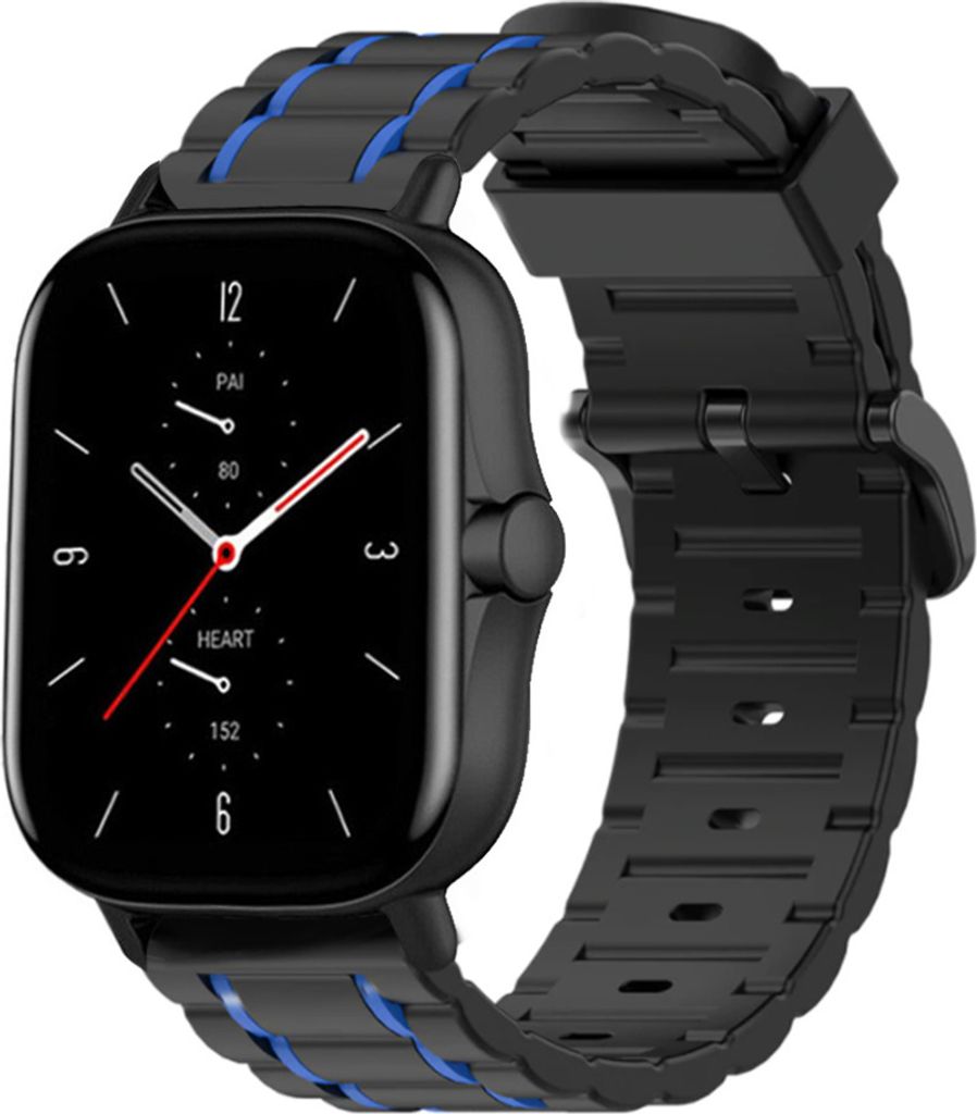 Strap-it Amazfit GTS 2 Sport Schnallenarmband (Schwarz/Blau)