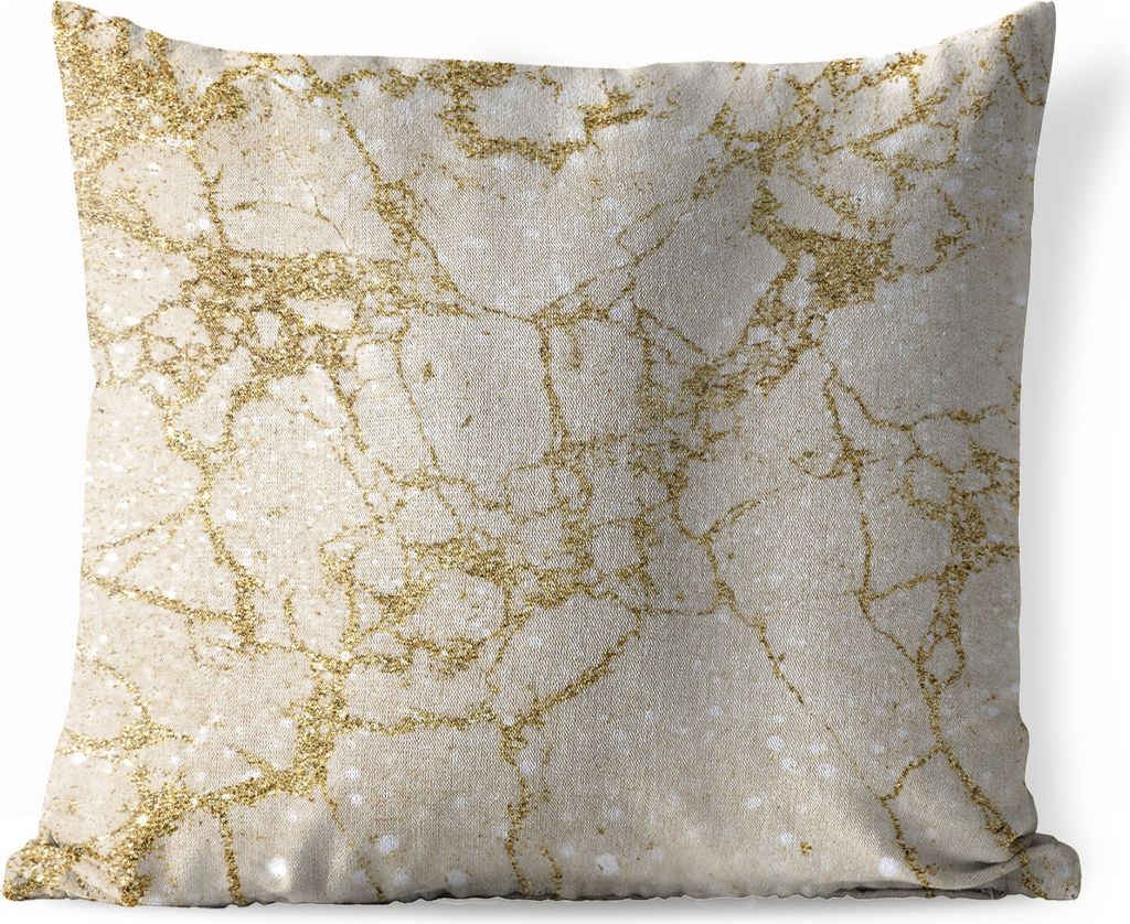MuchoWow Outdoor Kissen - Marmor - Gold - Glitter - 40x40 cm - Wetterfest - Lounge Kissen - Kopfkissen - Interieur - Polster mit Bild