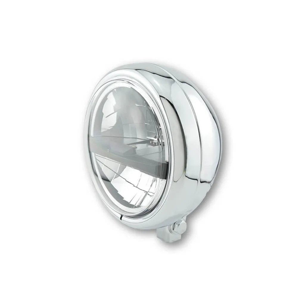 Phare de Moto LED 5 3/4 HIGHSIDER PECOS Type 5 Chromé Homologué E