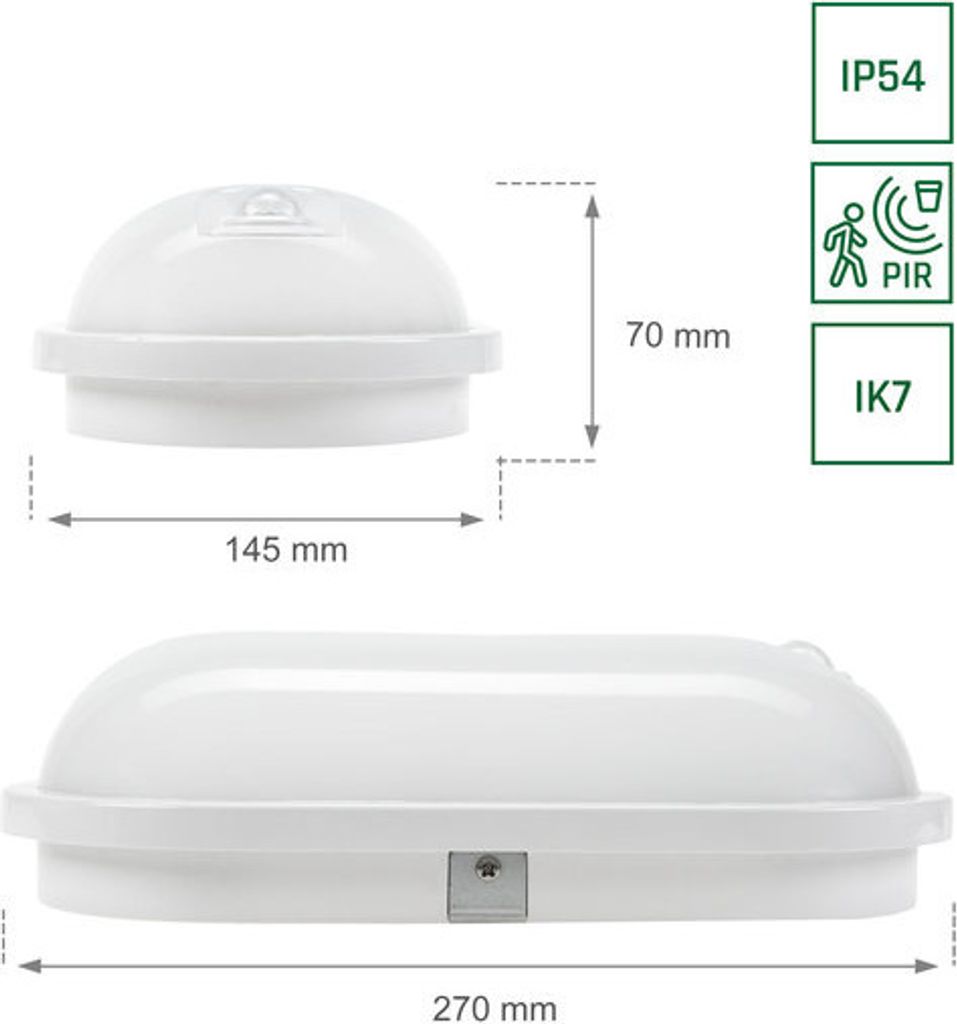 Spectrum LED Außenleuchte Wandlampe Weiß oval IP54 20W Produktbild 14