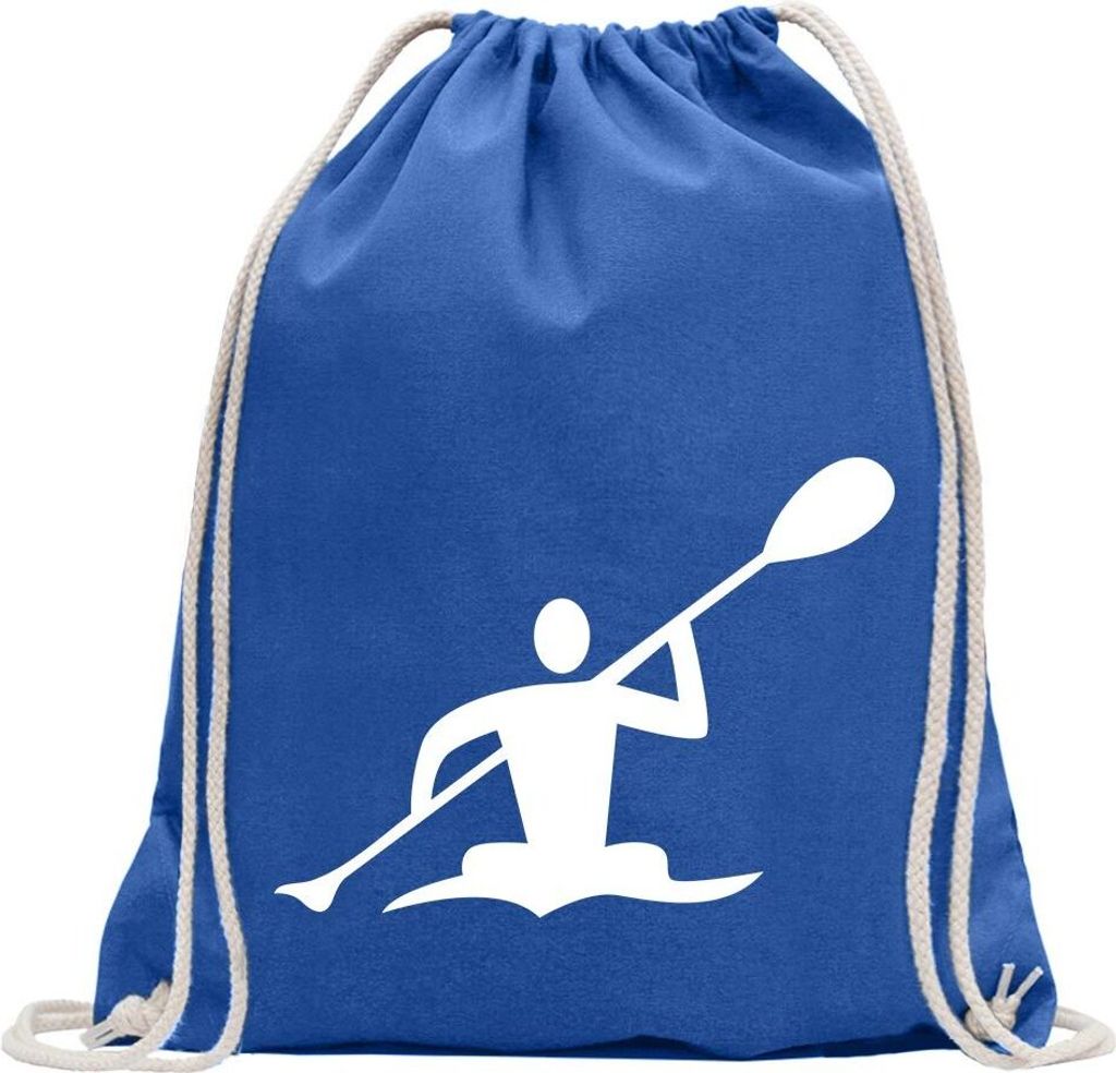 Kiwistar - Turnbeutel - royal - Kanu Paddel - Fun Rucksack Sport Beutel Gymsack Baumwolle mit Ziehgurt