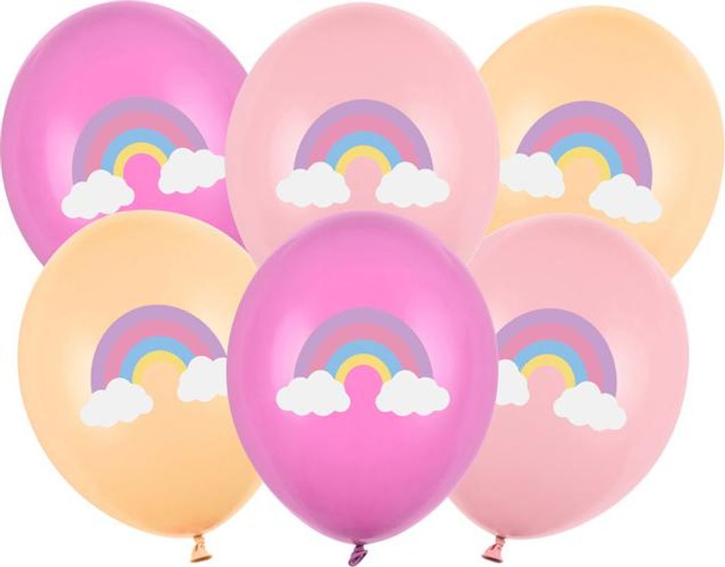 Luftballons Regenbogen Motiv 30cm Rosa / Orange 6er Set Produktbild 