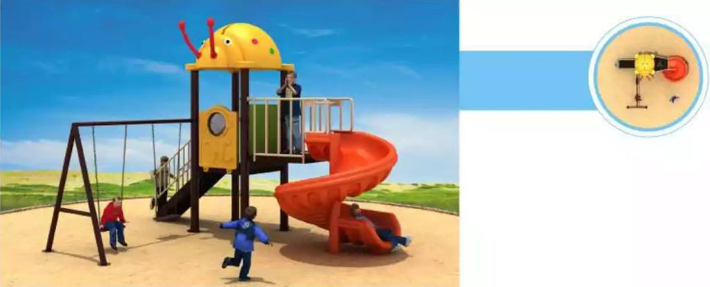 Kinderspielplatz mit Rutschen und Schaukeln Unterhaltung für Kinder