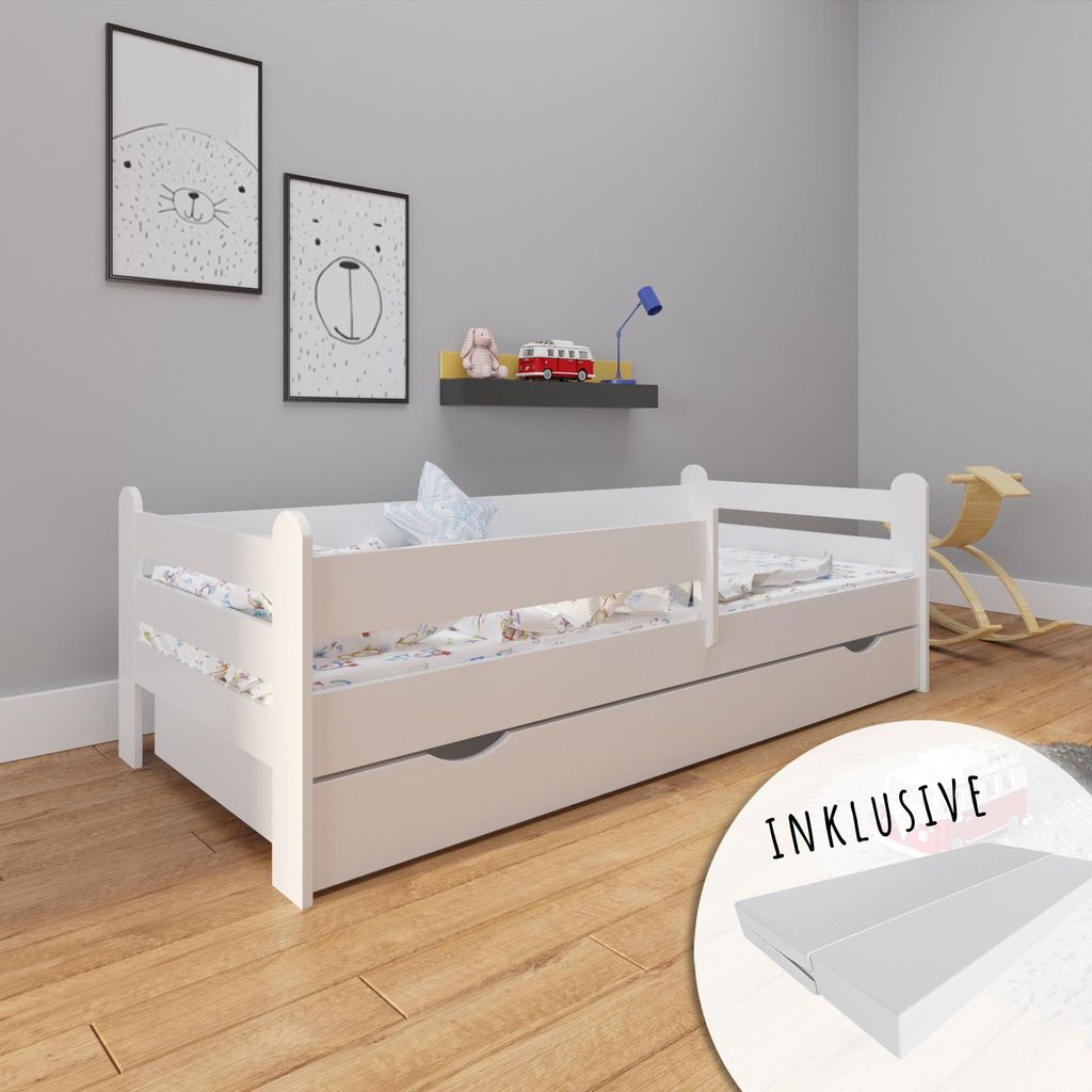 Lit d'enfant 80x160 cm avec matelas, protection contre les Image du produit 