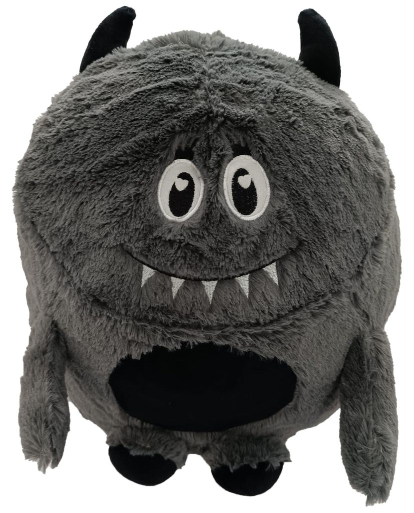 Monster Kuschelkissen Plüsch Kinder Kissen anthrazit Produktbild 