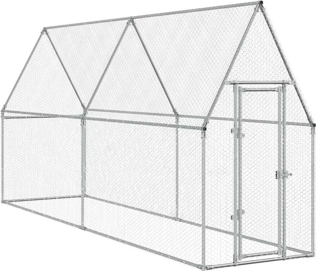 vidaXL Cage à poules argentée 400x100x190 cm Acier Image du produit 