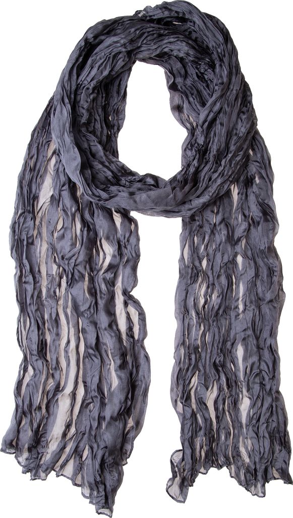 Knitterschal Halstuch Schal XXL grau Seide 180x90cm Crinkle