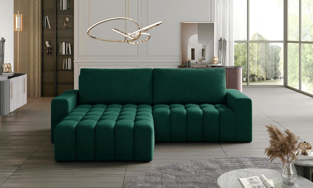 Krudox BONT Ecksofa mit Schlaffunktion und Bettkasten 250x92x175 cm Liegefläche 200x130 cm Links Stoff Monolith 37