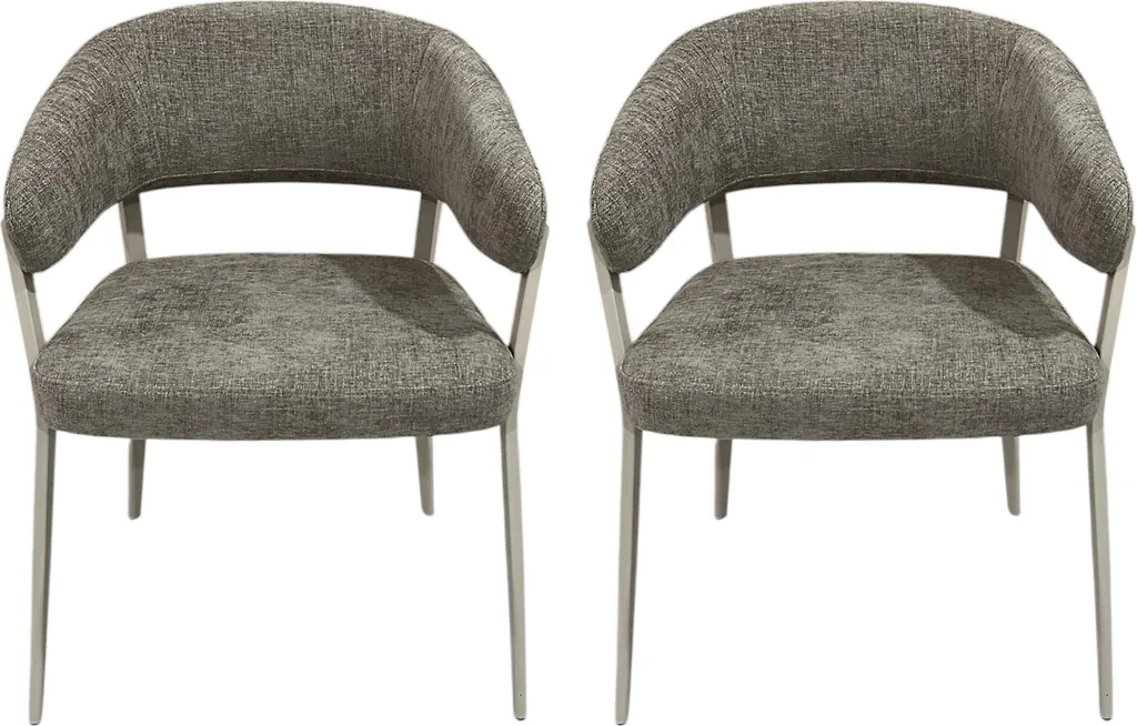 Fauteuil Emilia Marron Lot de 2 en Tissu Doux avec Pieds en Métal Noir