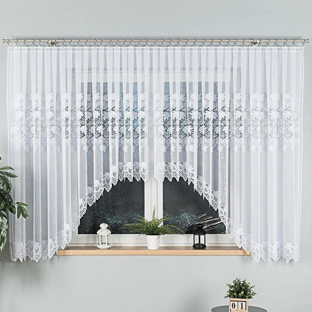 Tenda Cucina Jacquard ELŻBIETA 600x160 Bianca | Lavabile e Pronta