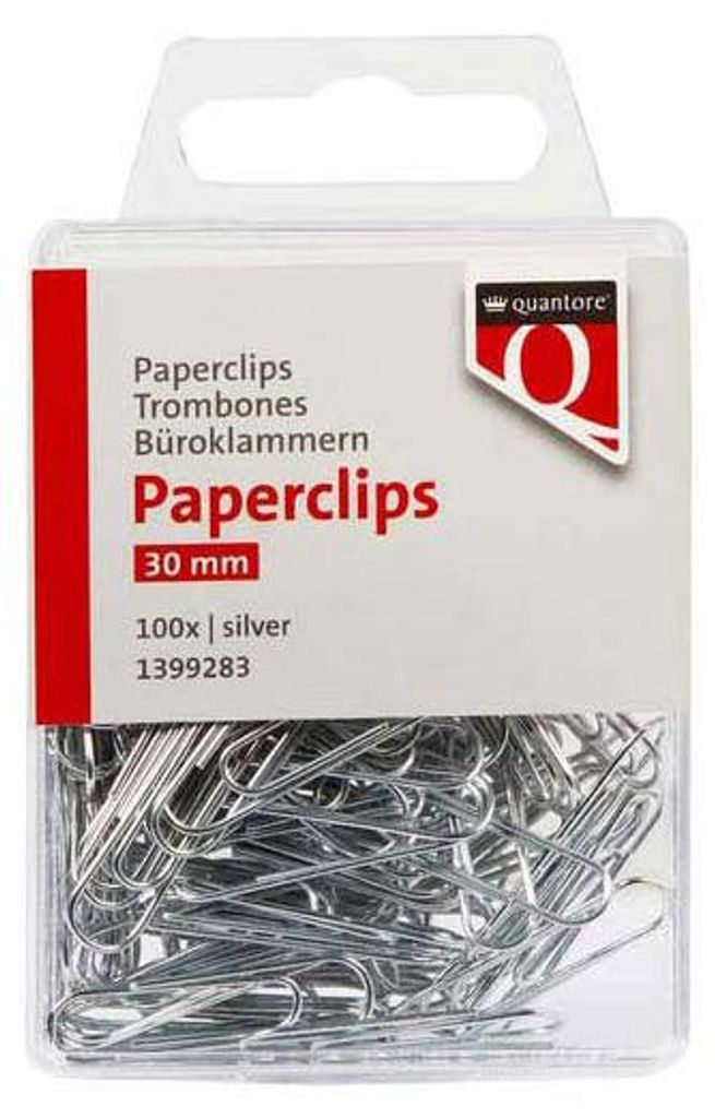 Quantore Büroklammer 30mm Silber, 100 Stk.