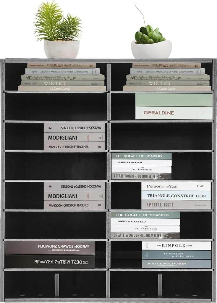 Rangement courrier 16 compartiments modulable noir en bois format A4 - 3