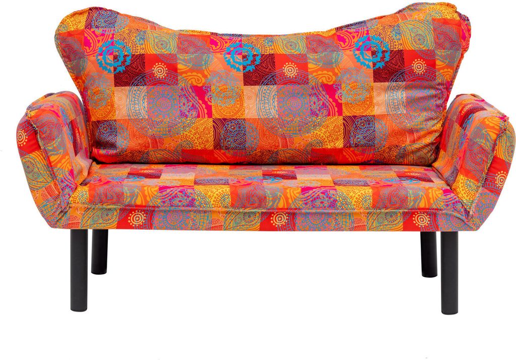 Hanah Home, Chatto - Patchwork, Schlafsofas, 2-Sitzer-Schlafsofa, Mehrfarbig, Metall, 150 x 75 x 70 x cm