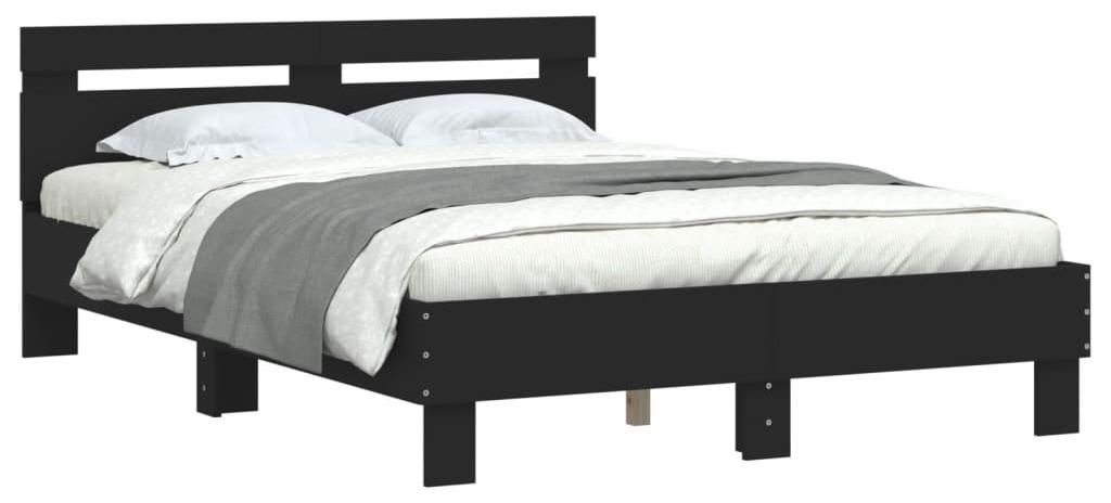 vidaXL Bedframe met hoofdeinde, zwart, 120x200 cm, Productafbeelding 