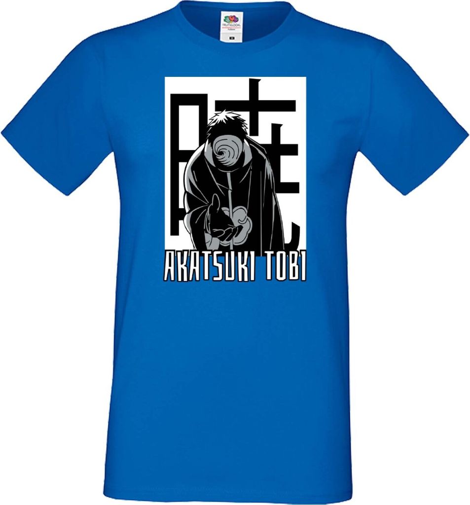 Herren T-Shirt Japan Manga Animation Comics Naruto Akatsuki Tobi Var-029, Man M / Blau