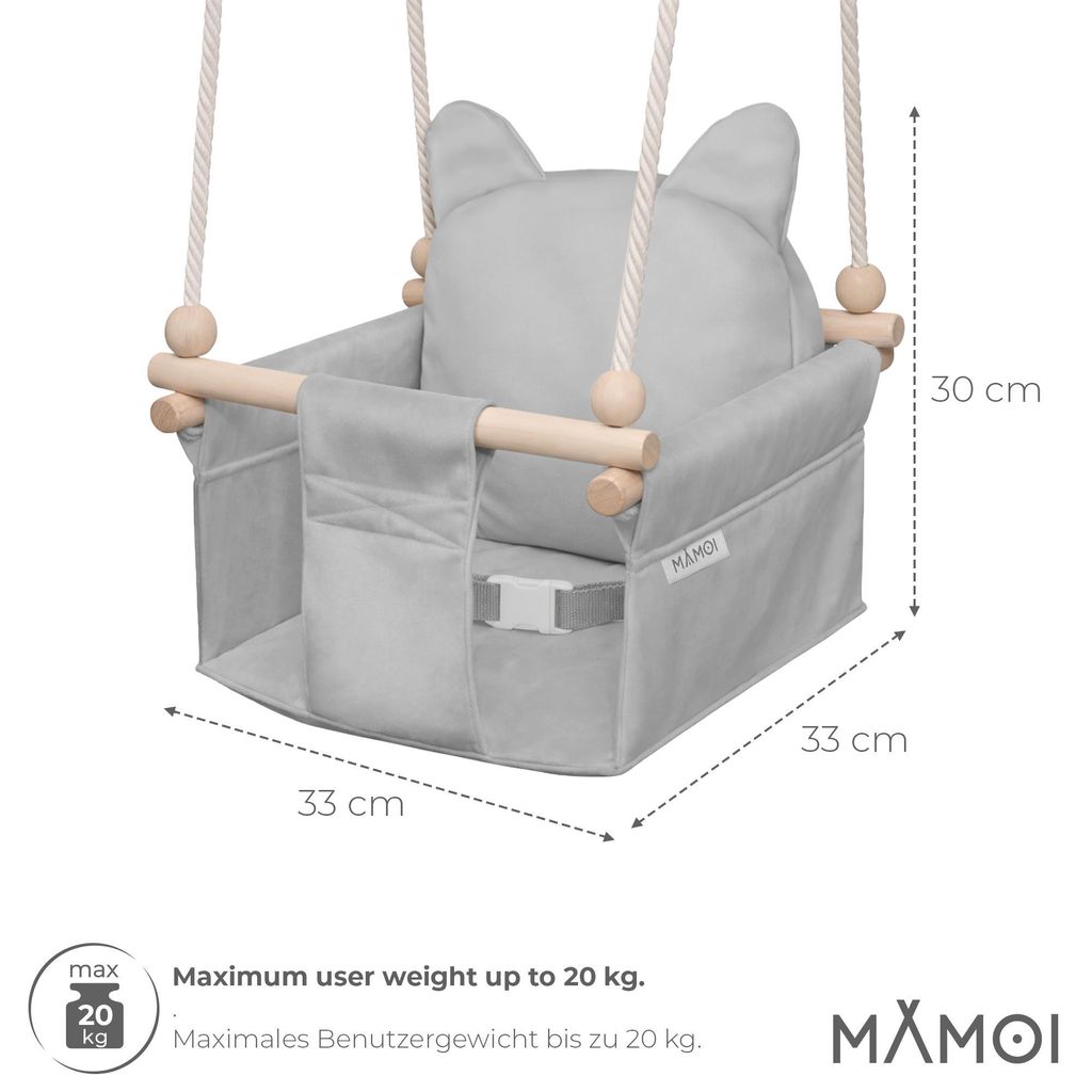 MAMOI Kinderschaukel mit Sicherheitsgurt, höhenverstellbar Produktbild 