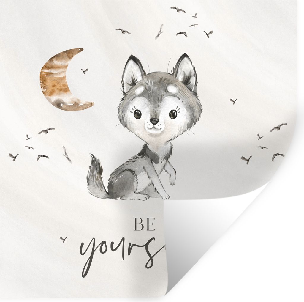 MuchoWow Wandtattoo Wandsticker Wandaufkleber Sprichwörter - Wolf - Sei du selbst - Kinder - Jungen - Mädchen - Aquarell 30x30 cm Selbstklebend...