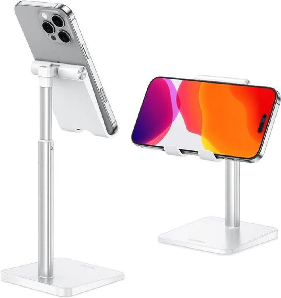 Support vertical smartphone blanc idéal pour appels vidéo et visioconférence