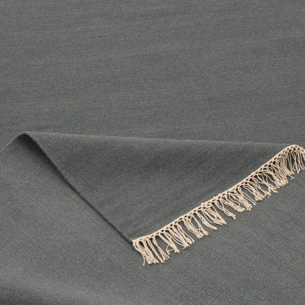 Wolle Natur Teppich Kelim Einfarbig mit Fransen, Größe:160x230 cm, Farbe:Grau Blau
