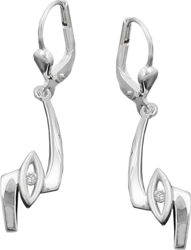 Brisur Ohrhänger Ohrringe mit Zirkonia schlicht echtes 925 Silber Damen