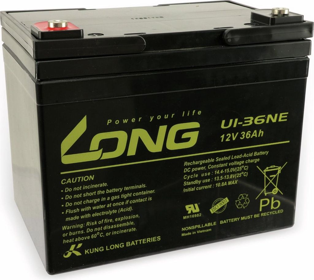 Olovená batéria KUNG LONG U1-36NE, 12 V/36 Ah, odolná voči Obrázok produktu 