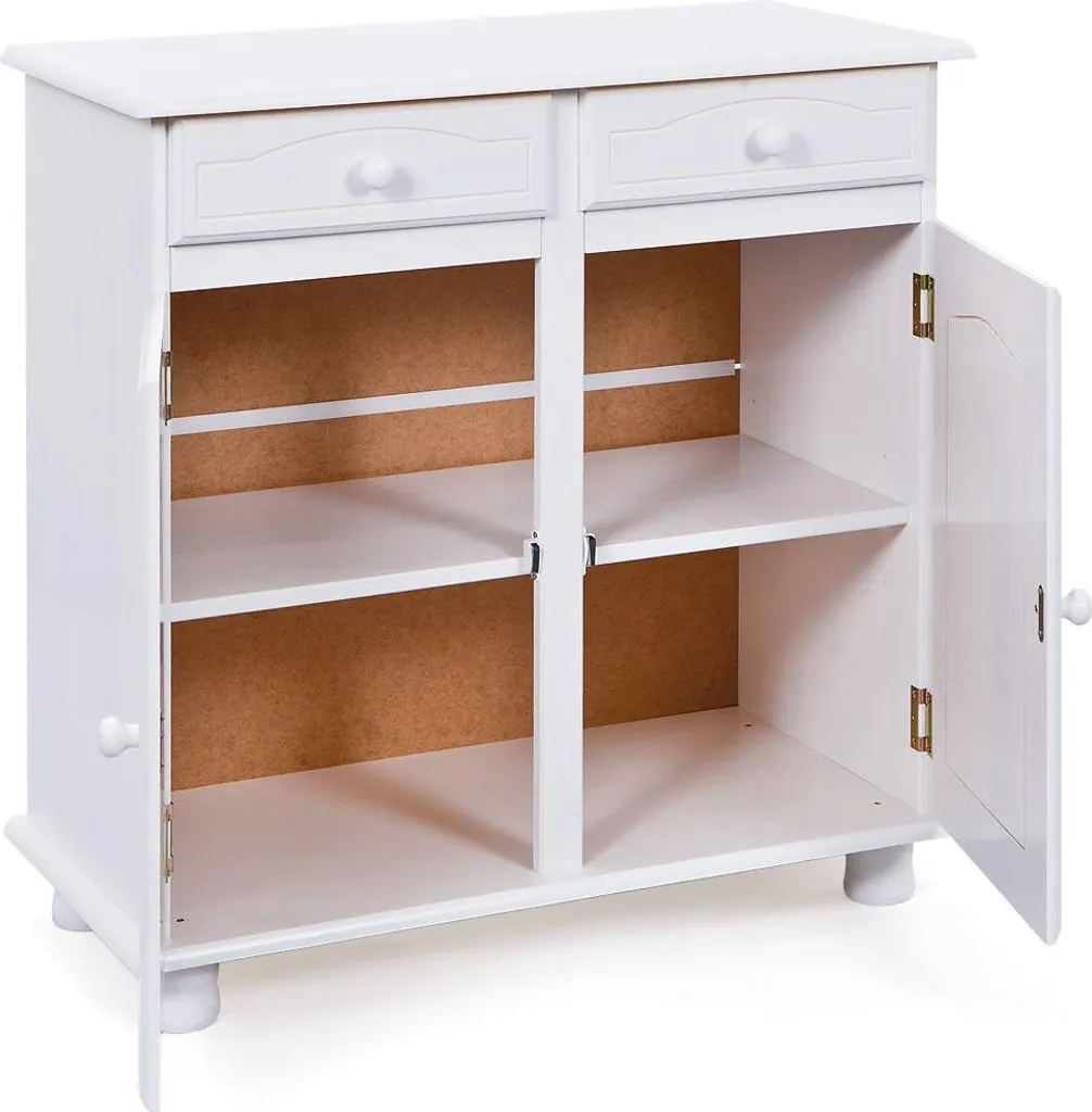 Buffet Pallare Blanc : Solution de Rangement Compacte avec 2 Tiroirs