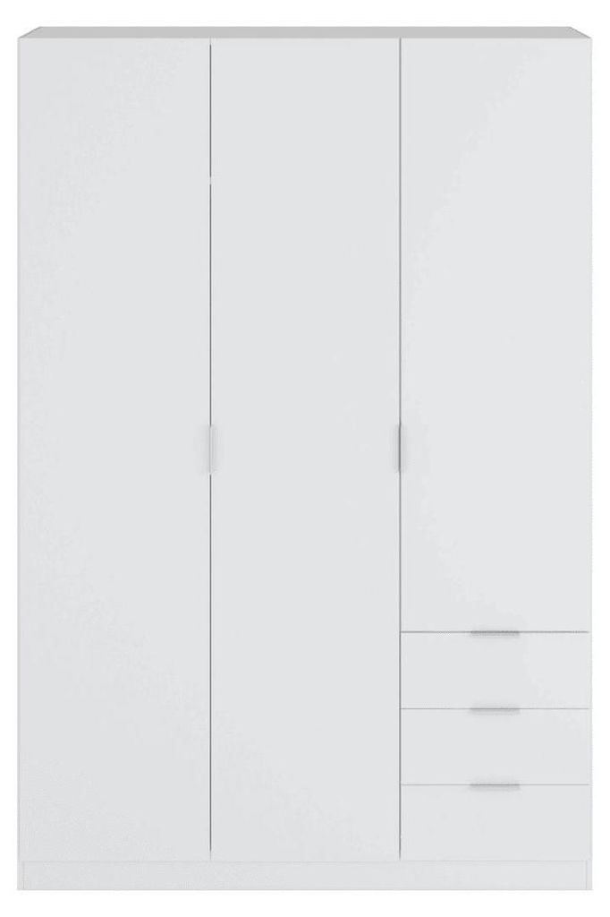 3-türiger Kleiderschrank - Weiß, für Schlafzimmer 52x121 cm Produktbild 