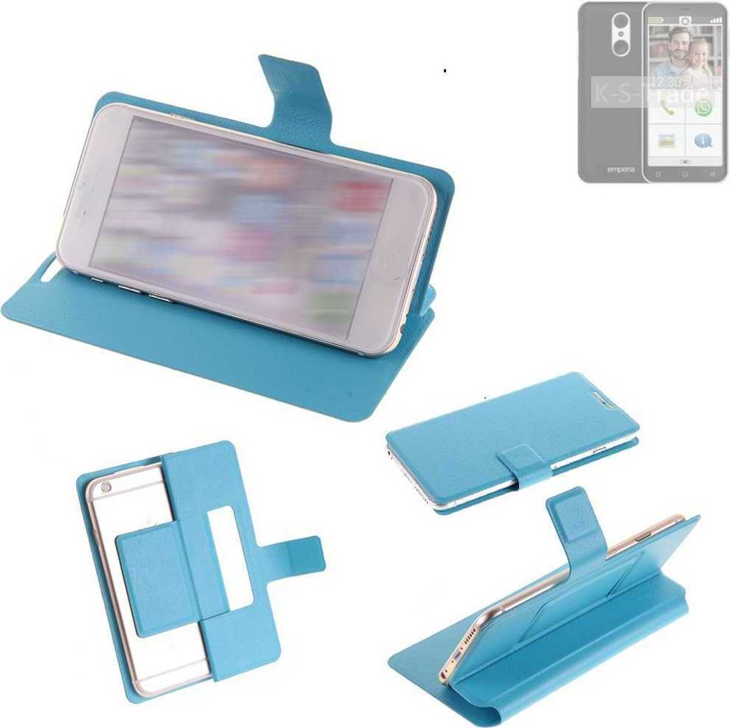 K-S-Trade Schutzhülle Handyhülle kompatibel mit Emporia Smart.4 Flip cover Handy case Smartphone Klapphülle blau