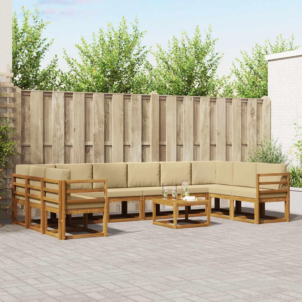 "Neues Produkt" Outdoor-Sofagarnitur ANTI-UV - CLORIS - mit Kissen - 11 pcs - Natur und Beige - Modern Gartensofas V241